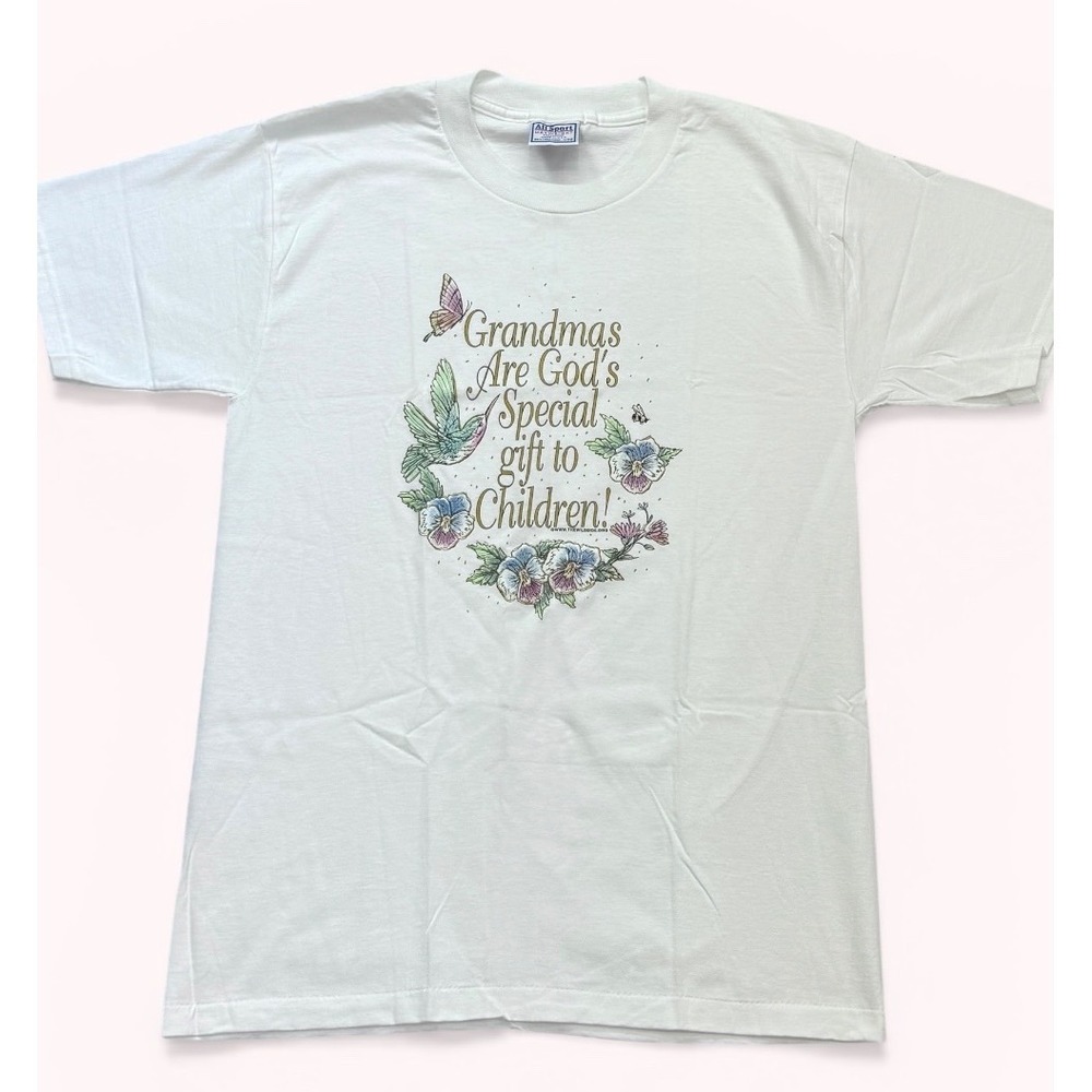 Vintage Grandma Graphic T Shirt All Sport USA Floral Bird Single Stitch Medium